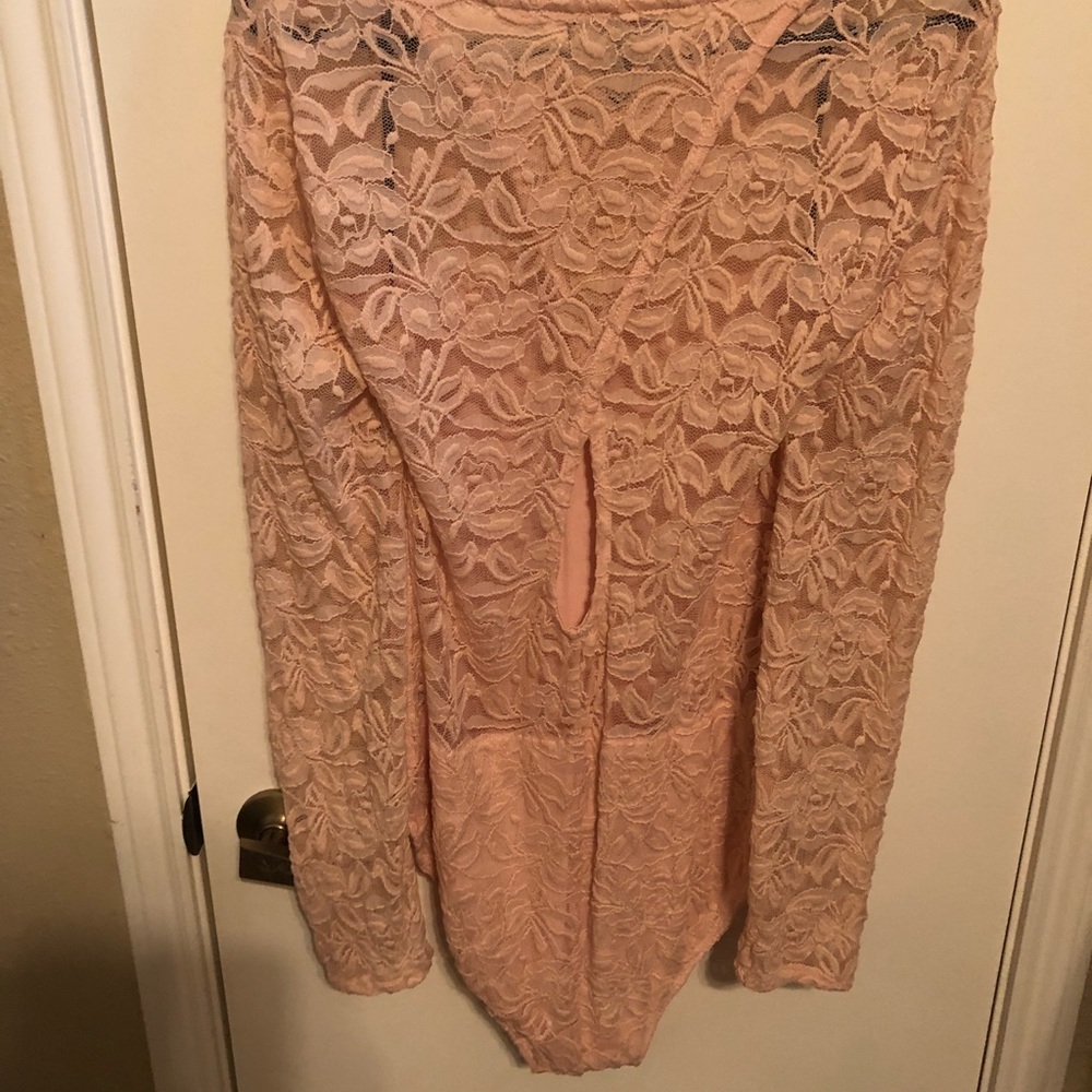 Pink lace bodysuit